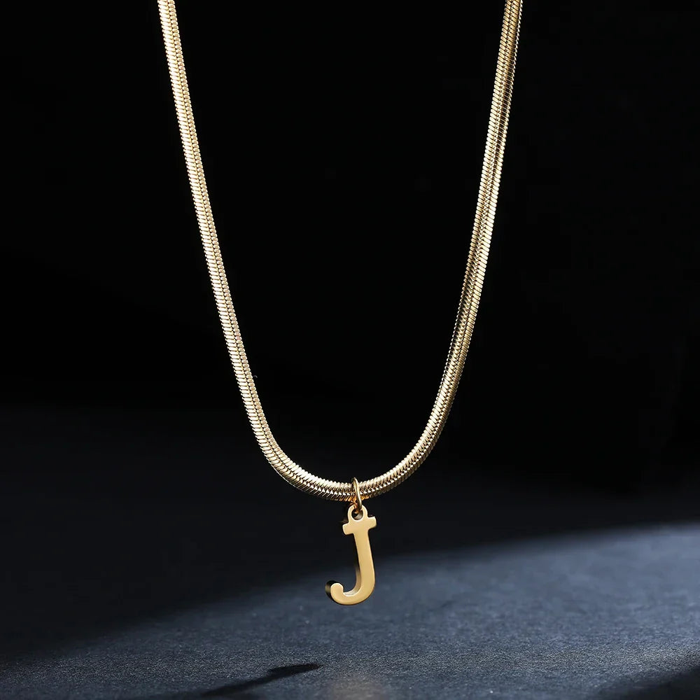 Women’s choker necklace with initial pendant j