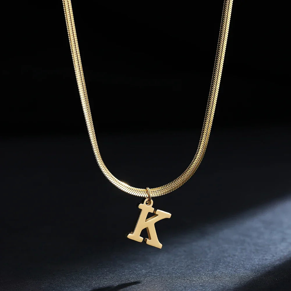 Women’s choker necklace with initial pendant k