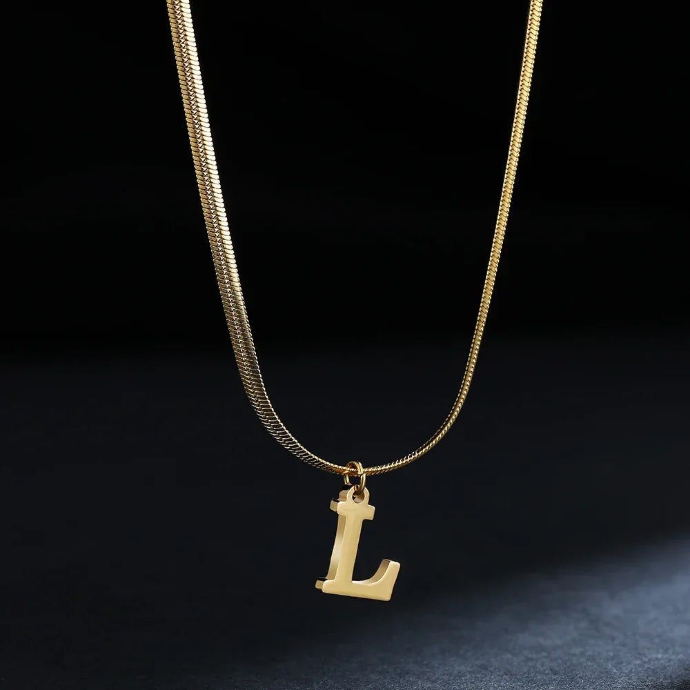 Women’s choker necklace with initial pendant l