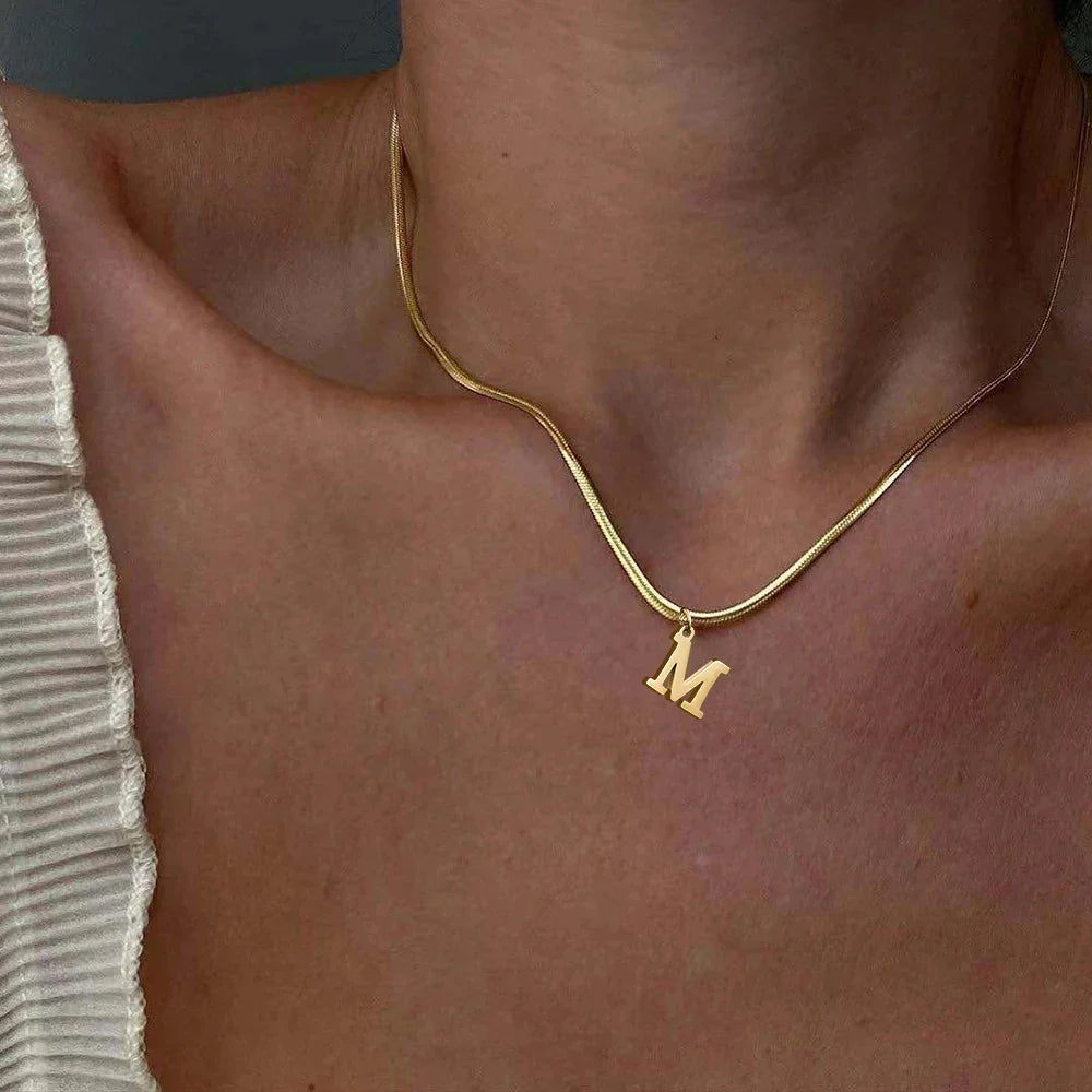 Women’s choker necklace with initial pendant m