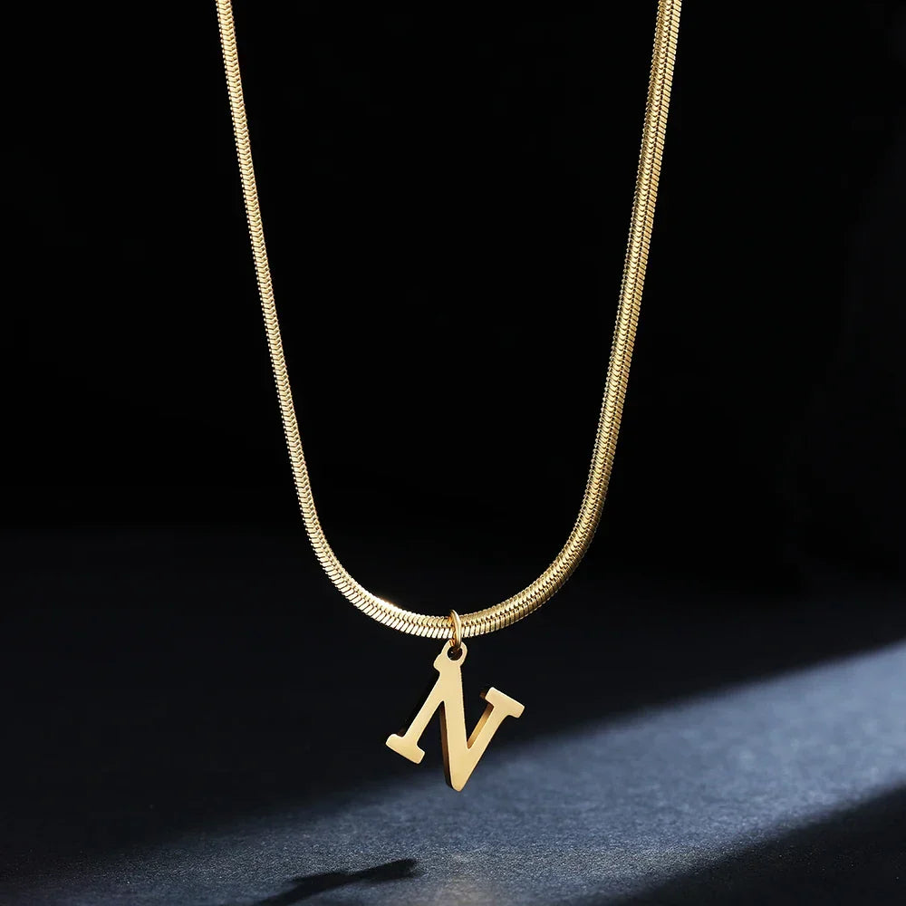 Women’s choker necklace with initial pendant n