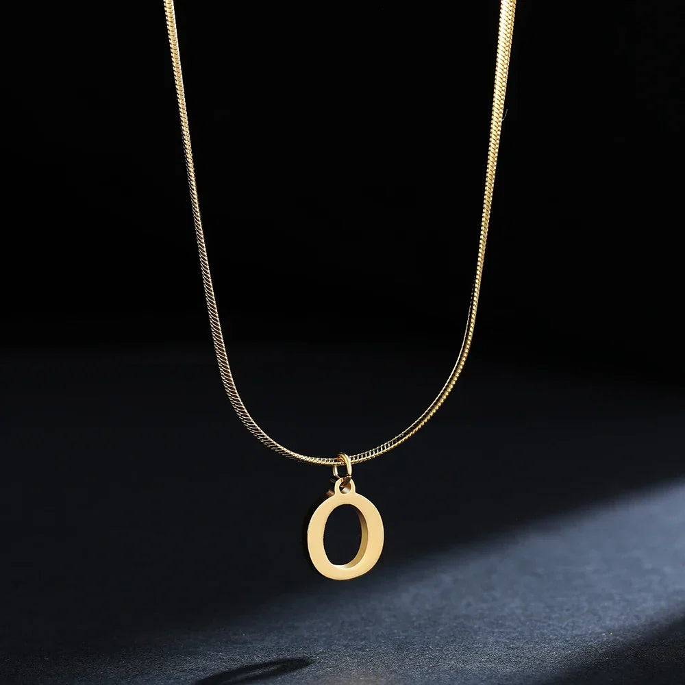 Women’s choker necklace with initial pendant o