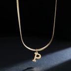 Women’s choker necklace with initial pendant p