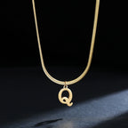 Women’s choker necklace with initial pendant q
