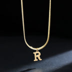 Women’s choker necklace with initial pendant r