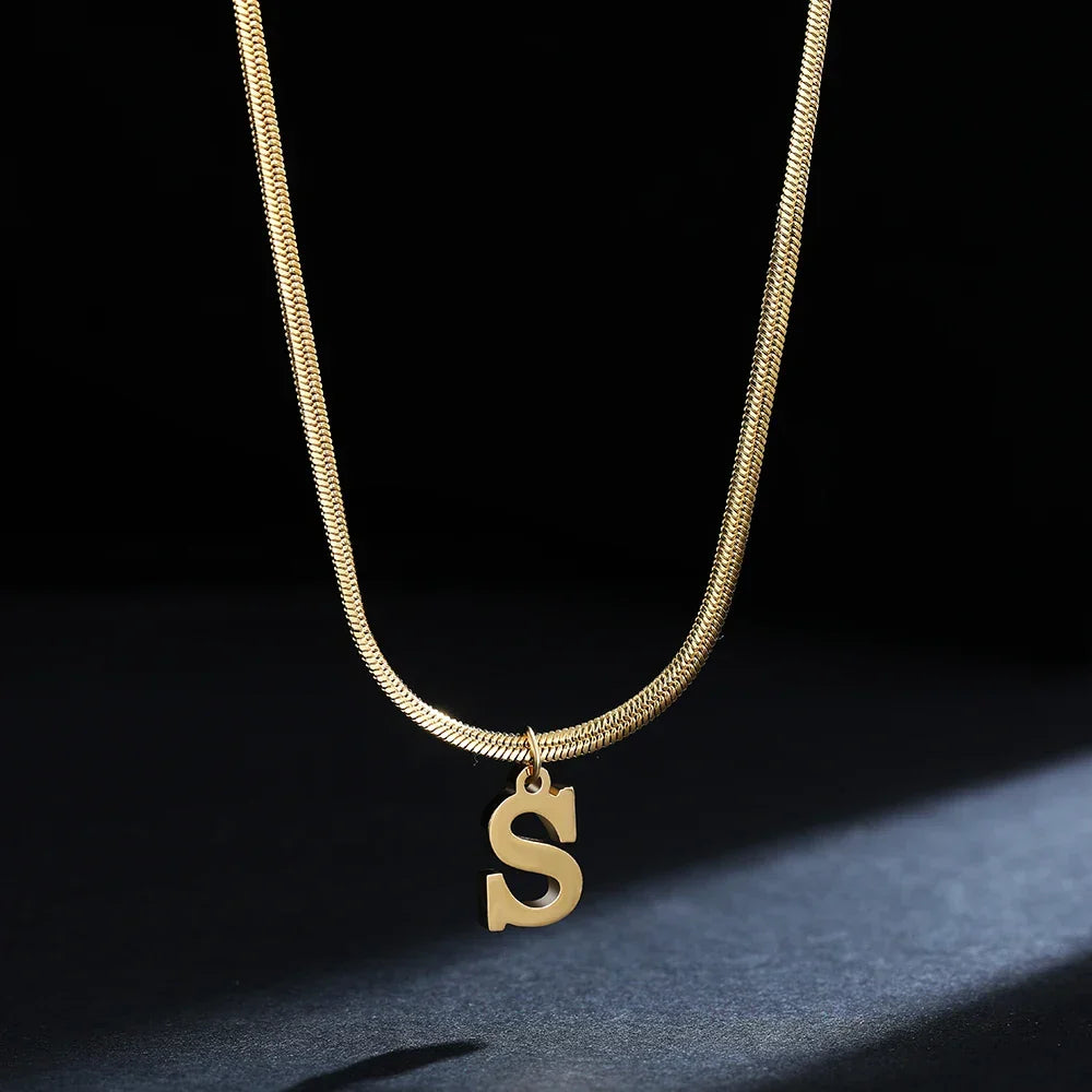 Women’s choker necklace with initial pendant s