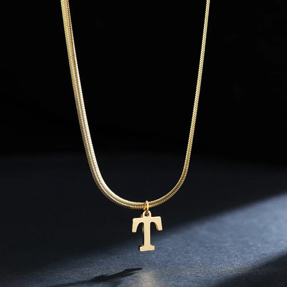 Women’s choker necklace with initial pendant t