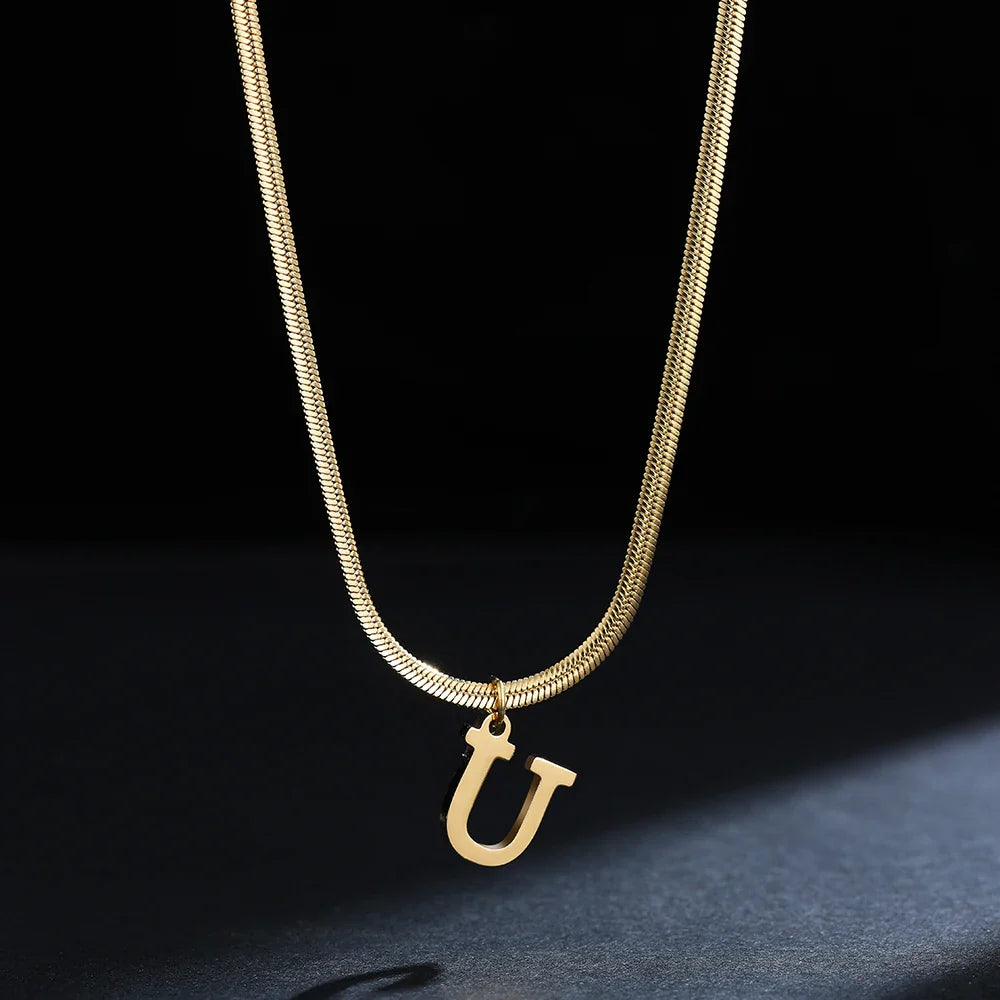 Women’s choker necklace with initial pendant u