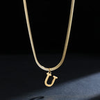 Women’s choker necklace with initial pendant u
