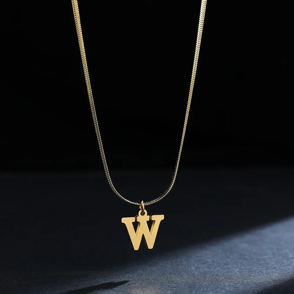 Women’s choker necklace with initial pendant w