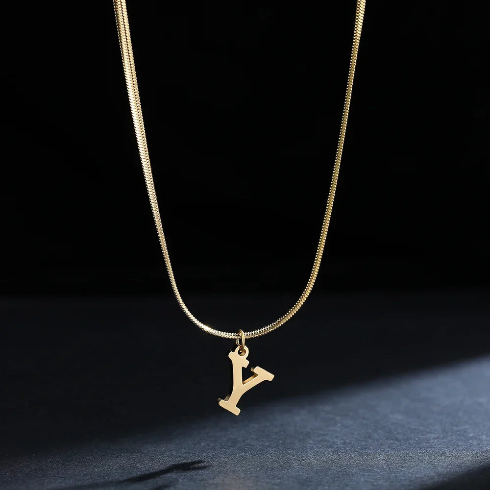 Women’s choker necklace with initial pendant y