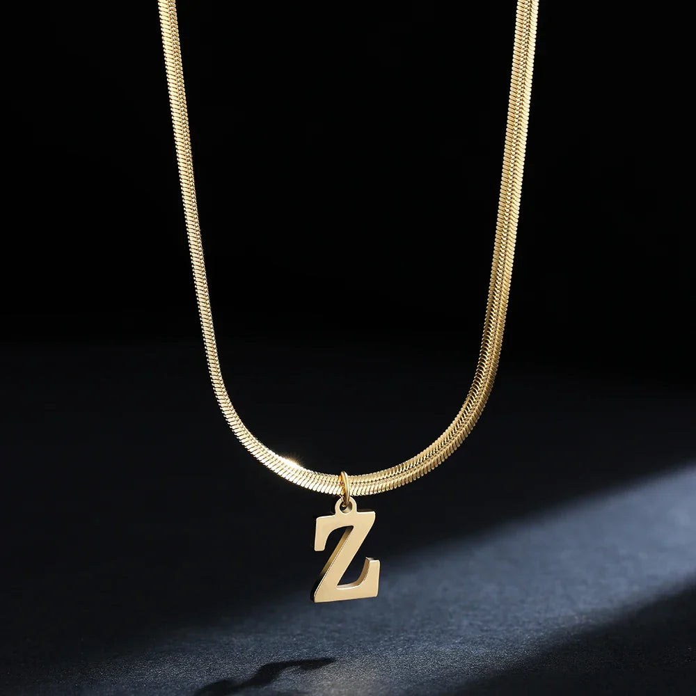 Women’s choker necklace with initial pendant z