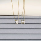 Women's choker necklace with minimalist initial pendant