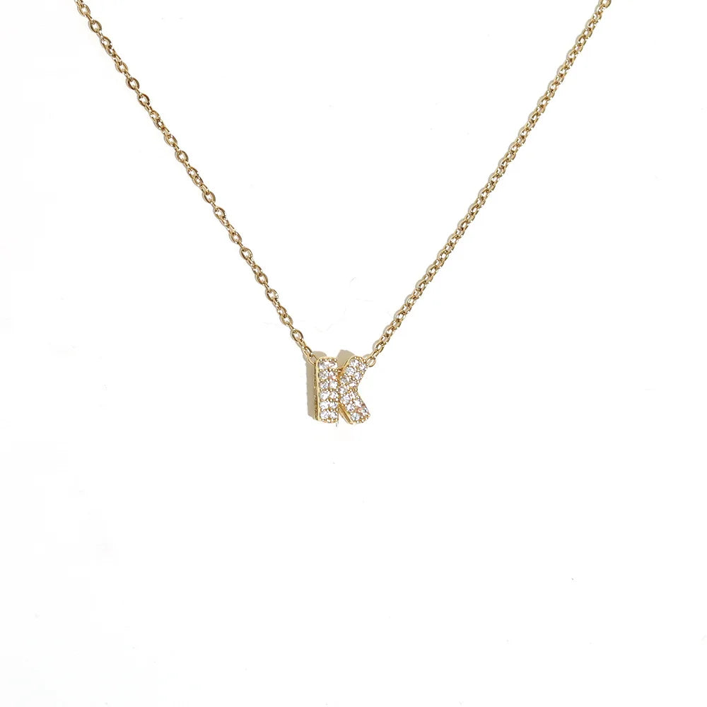 Women's choker necklace with minimalist initial pendant k