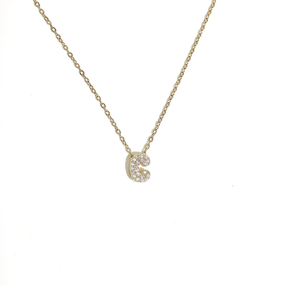 Women's choker necklace with minimalist initial pendant c