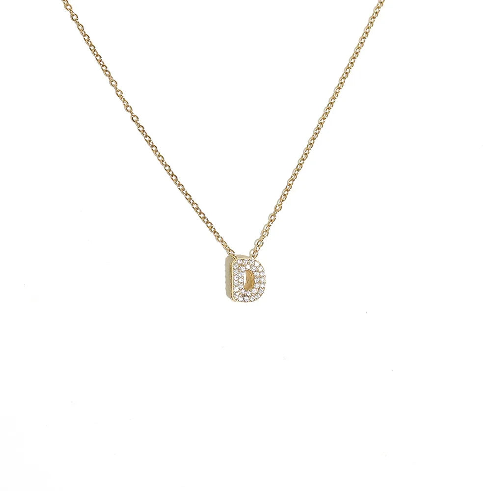 Women's choker necklace with minimalist initial pendant d