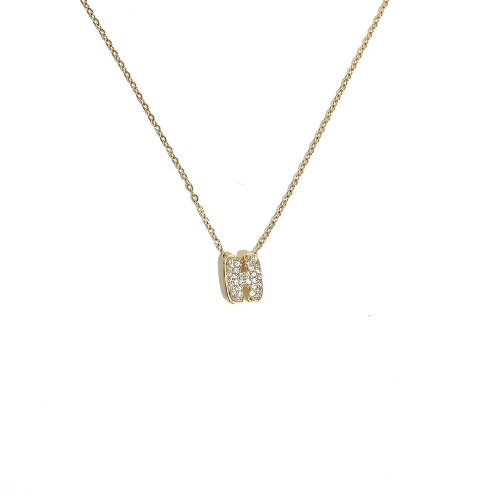 Women's choker necklace with minimalist initial pendant h