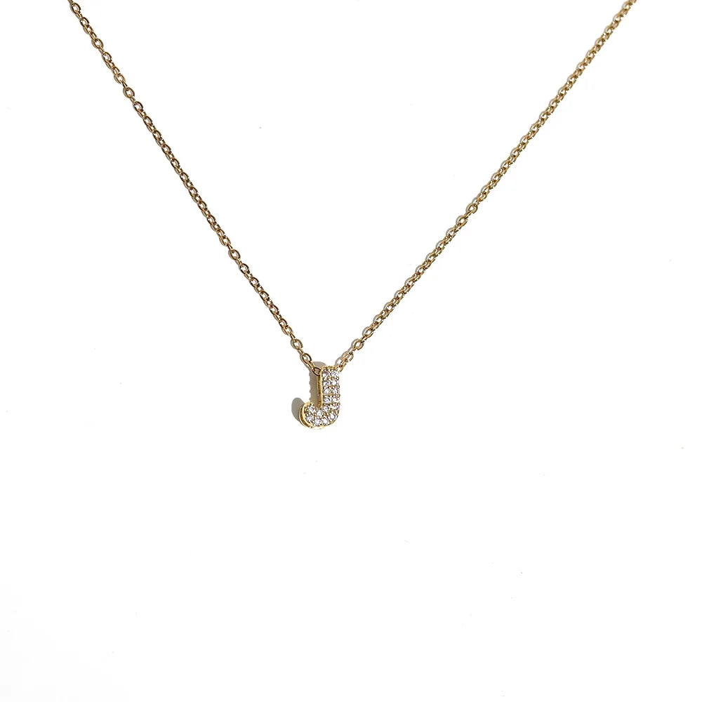 Women's choker necklace with minimalist initial pendant j