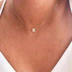 Women's choker necklace with minimalist initial pendant k