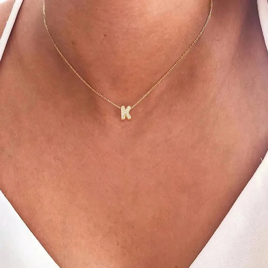 Women's choker necklace with minimalist initial pendant k