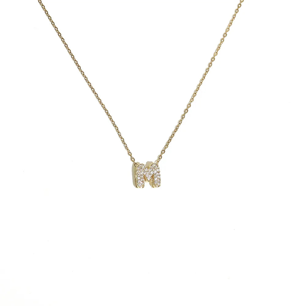 Women's choker necklace with minimalist initial pendant m