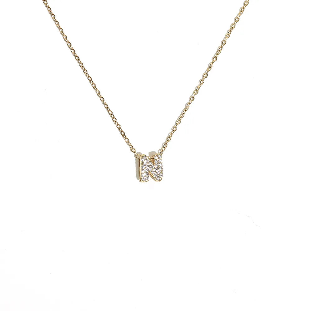 Women's choker necklace with minimalist initial pendant n