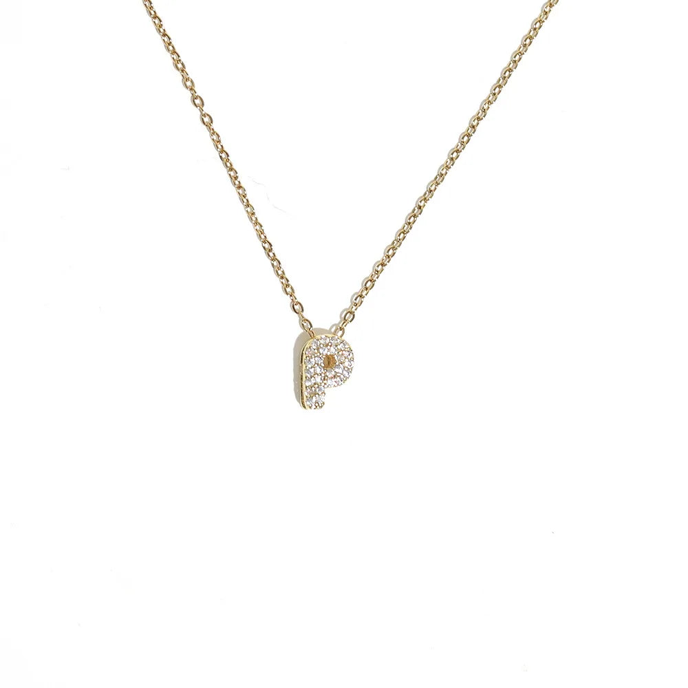 Women's choker necklace with minimalist initial pendant p