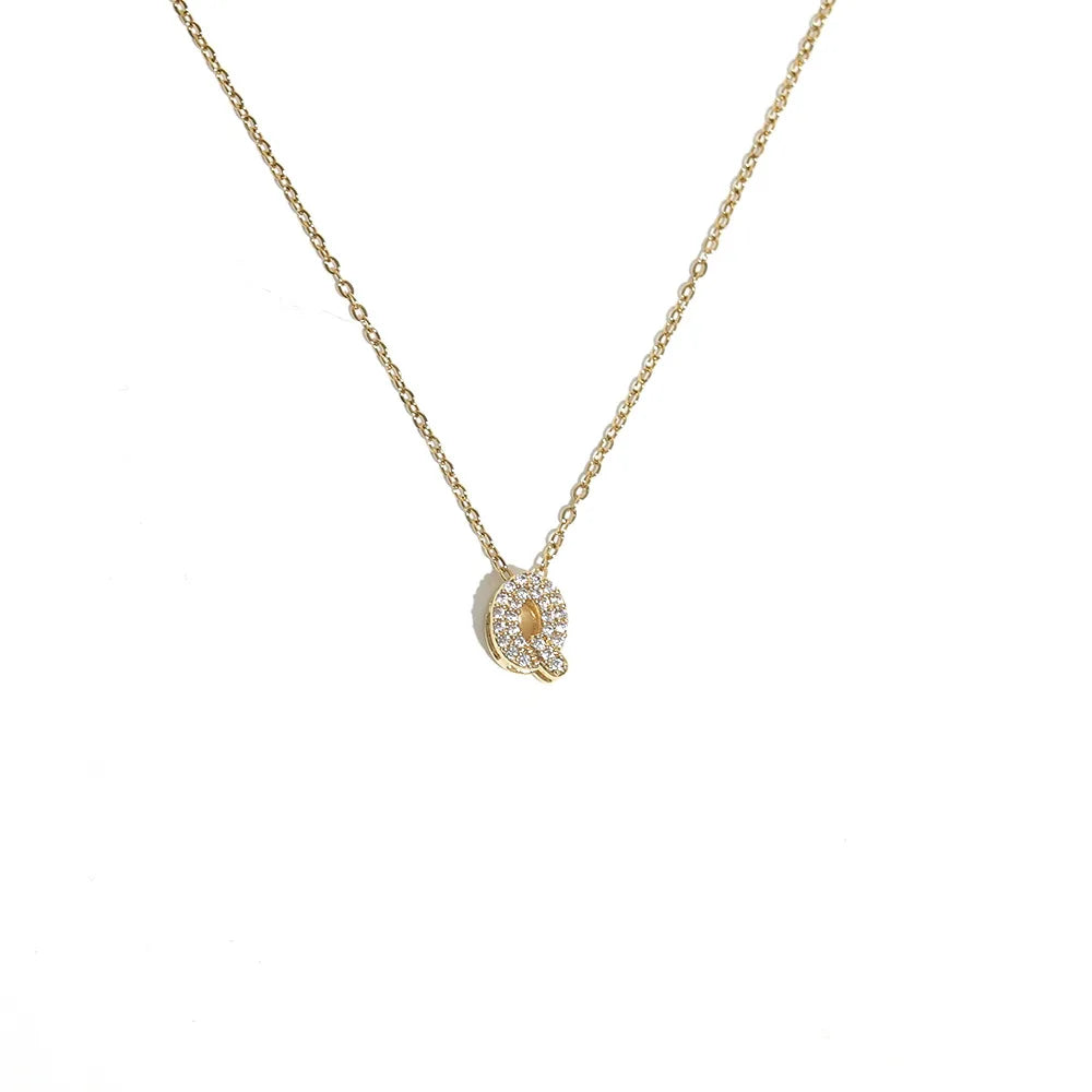 Women's choker necklace with minimalist initial pendant q