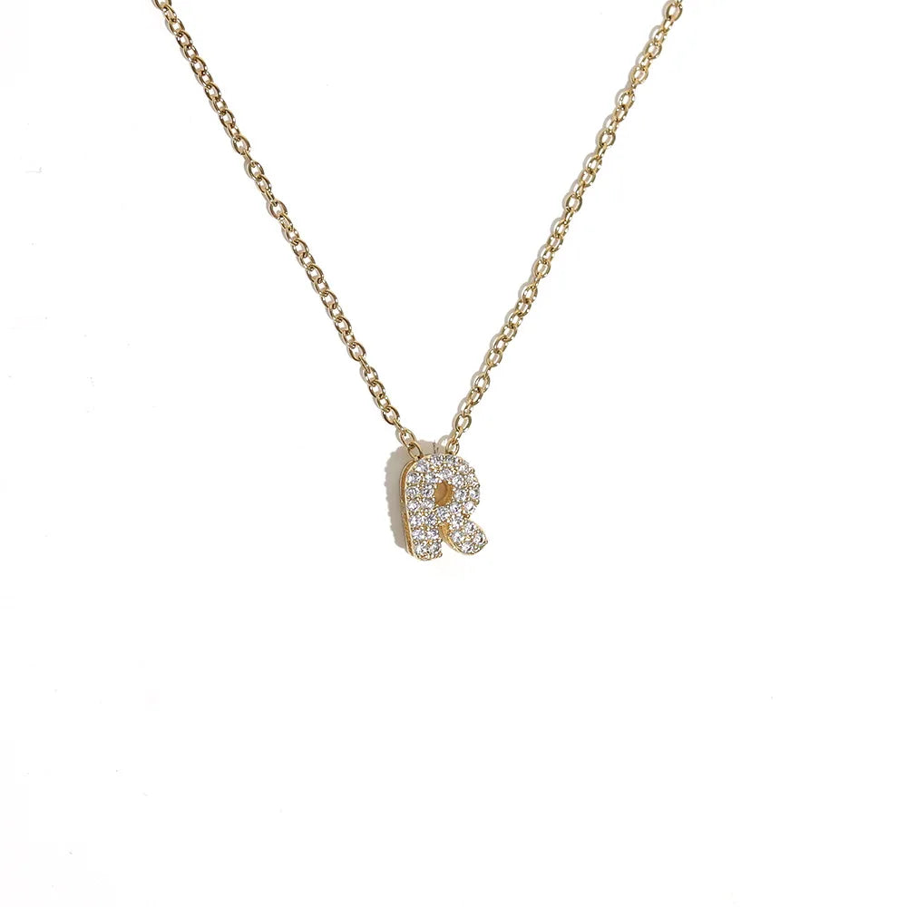 Women's choker necklace with minimalist initial pendant r