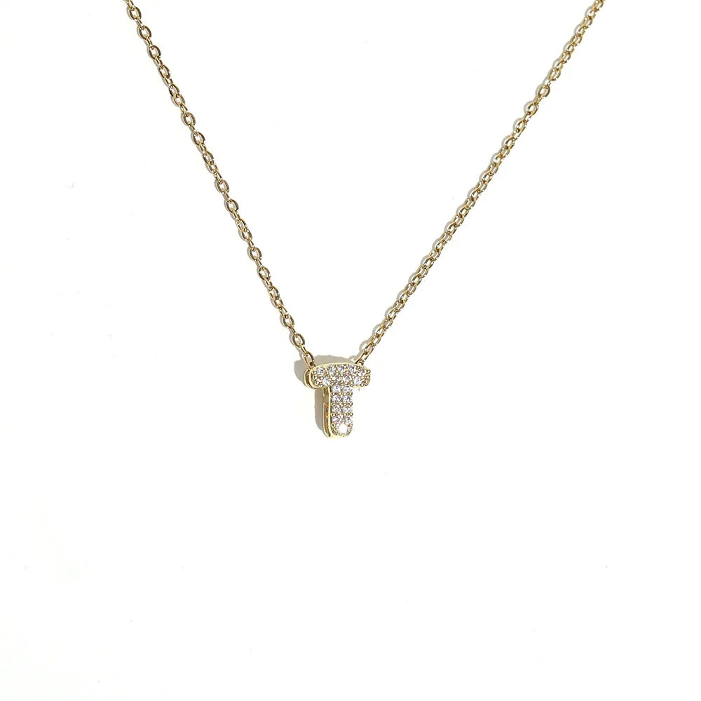 Women's choker necklace with minimalist initial pendant t