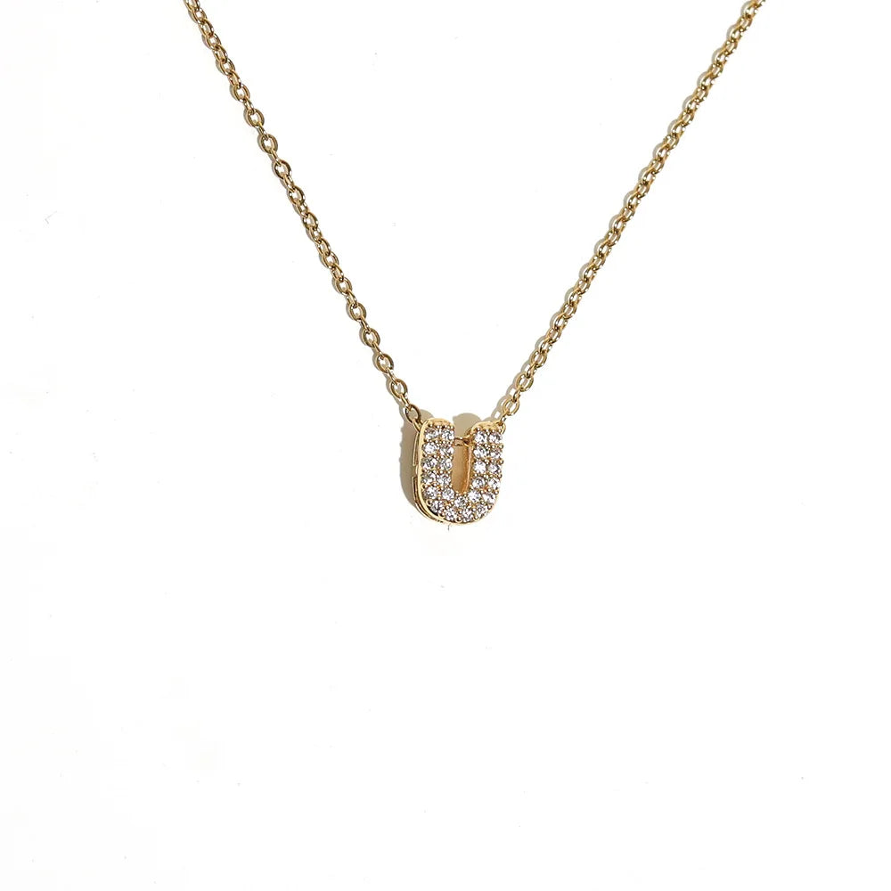 Women's choker necklace with minimalist initial pendant u