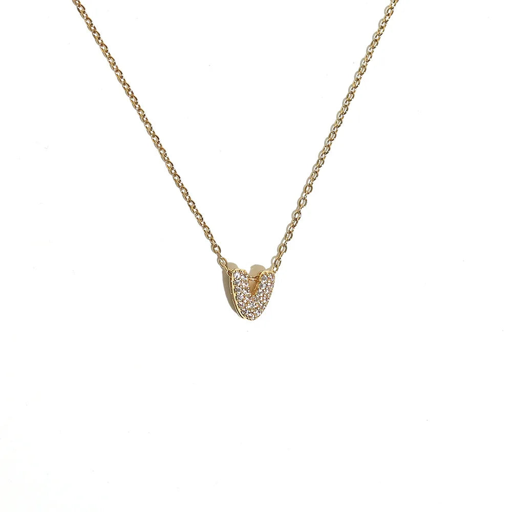 Women's choker necklace with minimalist initial pendant v
