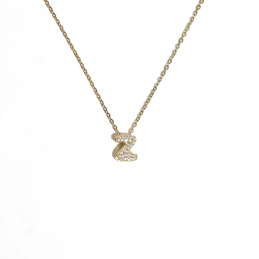 Women's choker necklace with minimalist initial pendant z