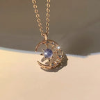Women's Necklace Star and Moon Pendant gold