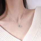 Women's Necklace Star and Moon Pendant silver