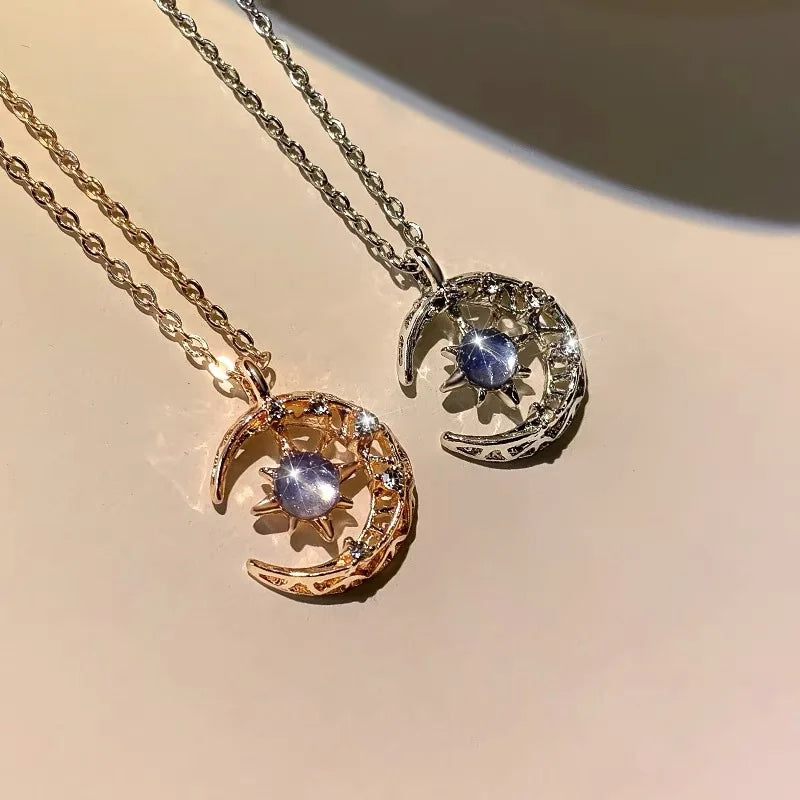 Women's Necklace Star and Moon Pendant gold