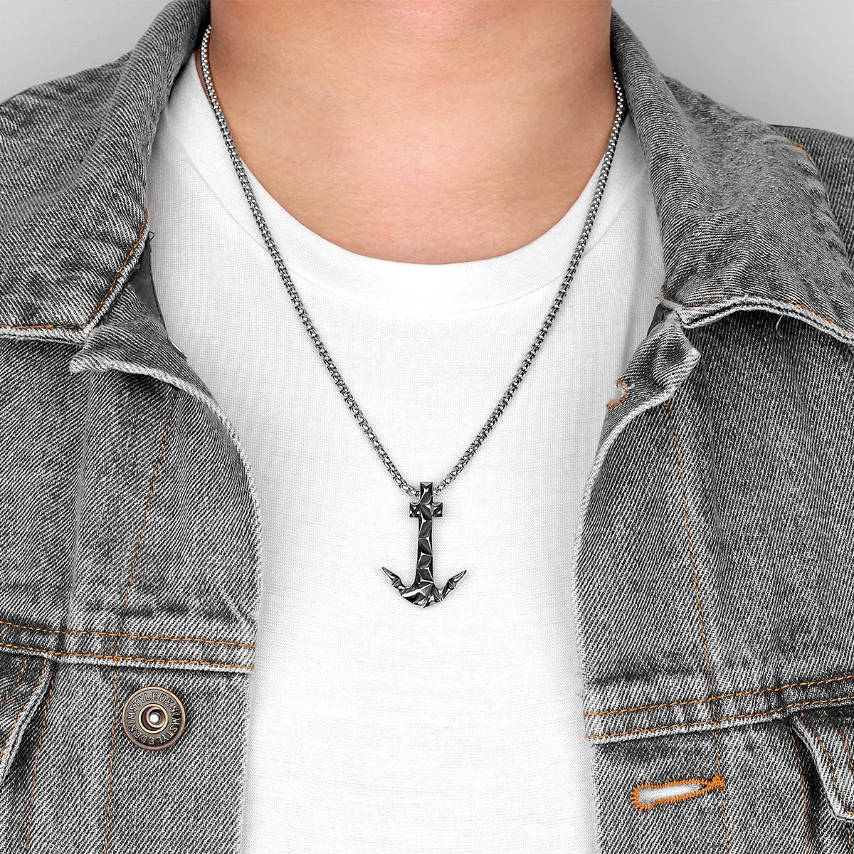 Men's anchor necklace