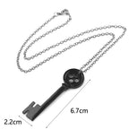 Men's necklace with black key pendant