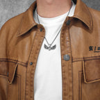 Men's necklace with heart pendant and angel wings