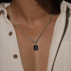 Men's necklace with hexagonal initial pendant a