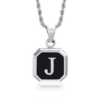 Men's necklace with hexagonal initial pendant j