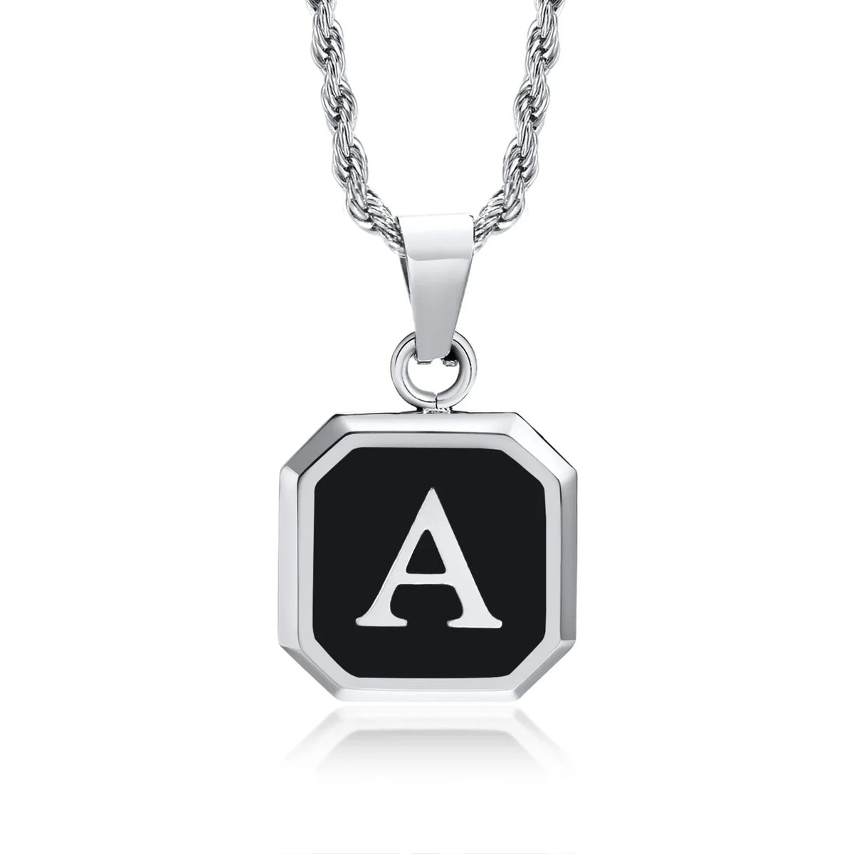Men's necklace with hexagonal initial pendant a