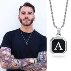 Men's necklace with hexagonal initial pendant