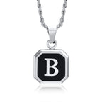 Men's necklace with hexagonal initial pendant b