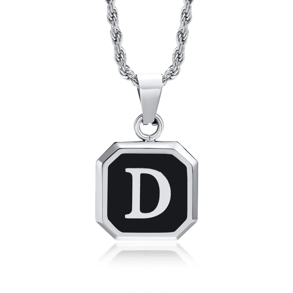 Men's necklace with hexagonal initial pendant d