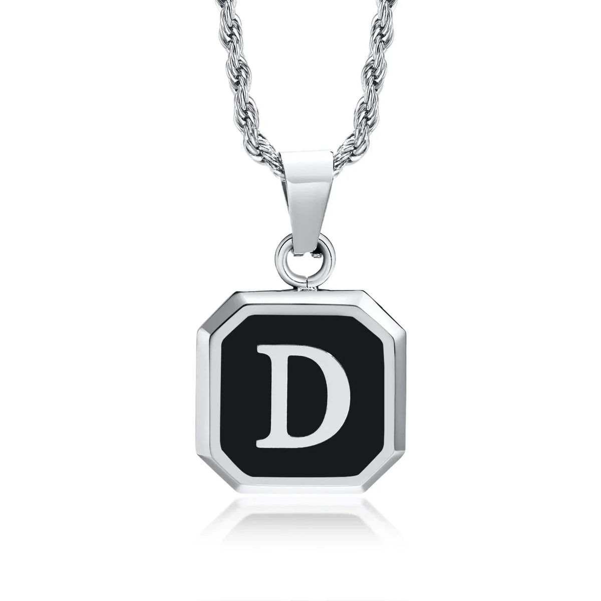 Men's necklace with hexagonal initial pendant d