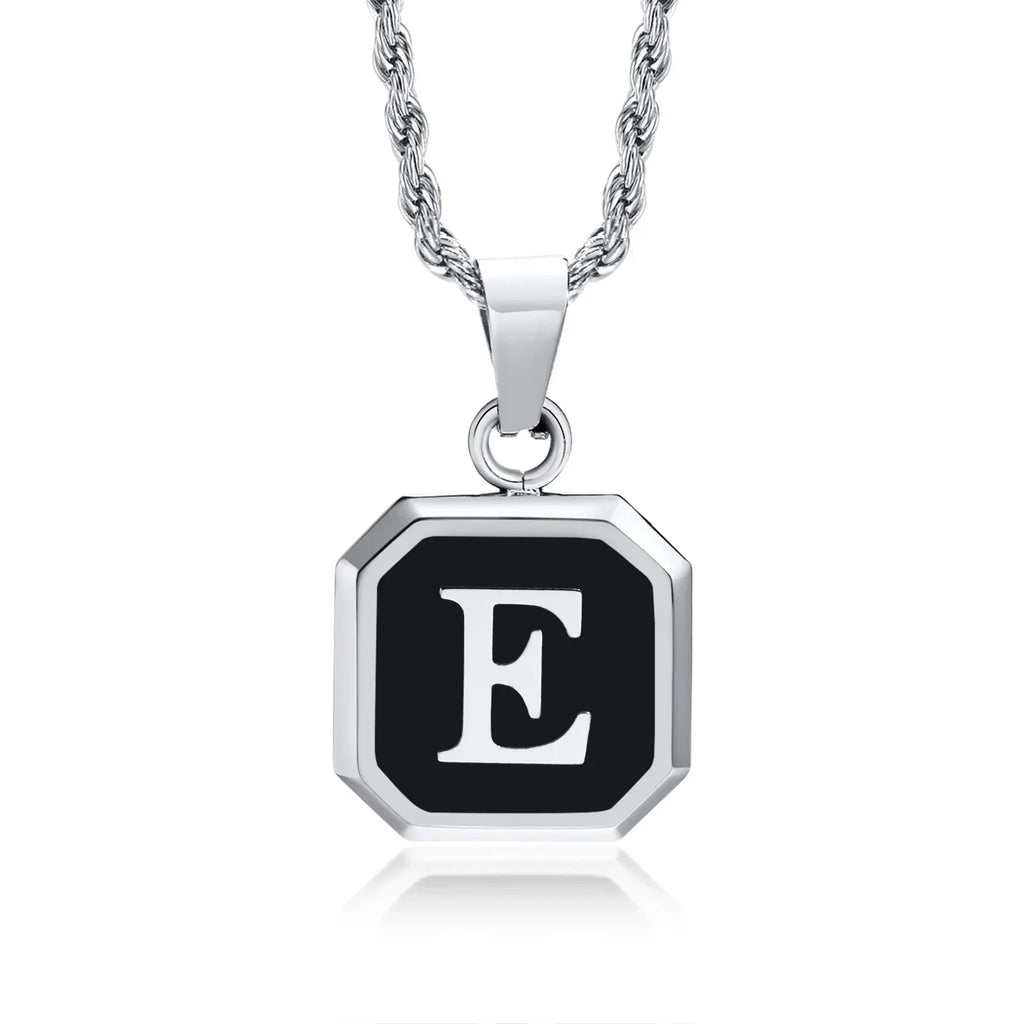 Men's necklace with hexagonal initial pendant e