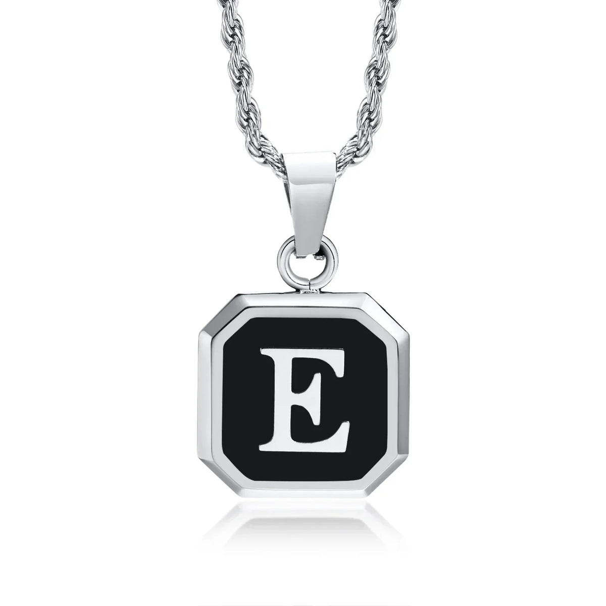 Men's necklace with hexagonal initial pendant e