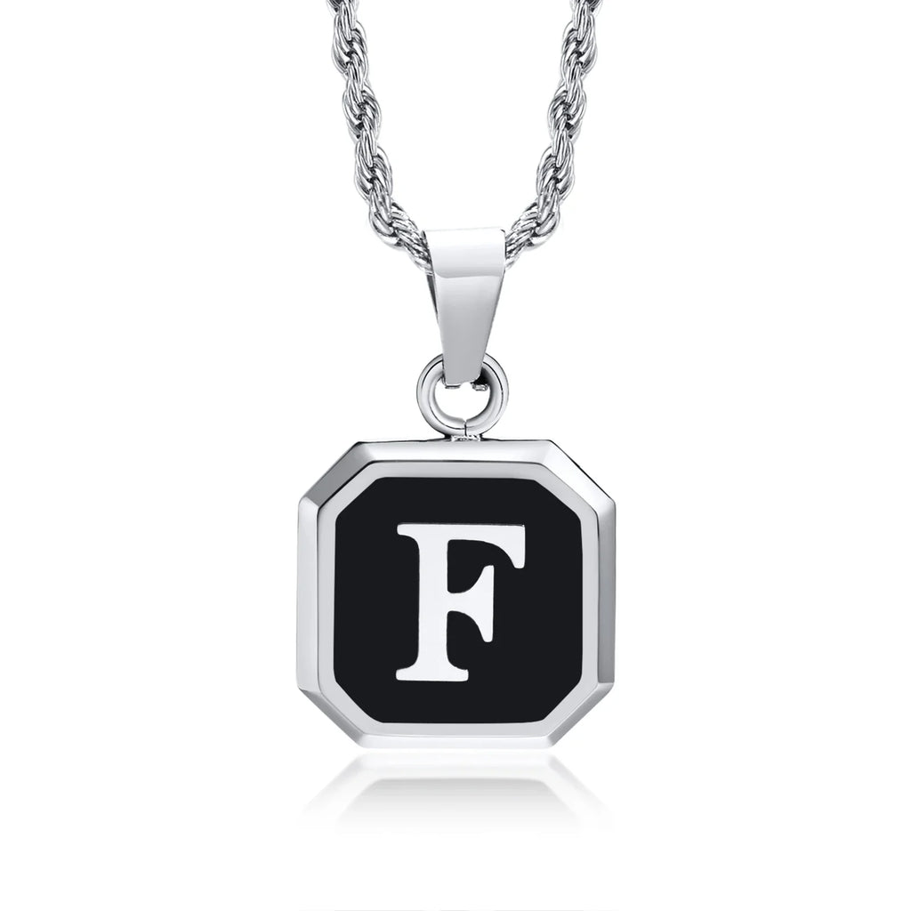 Men's necklace with hexagonal initial pendant f