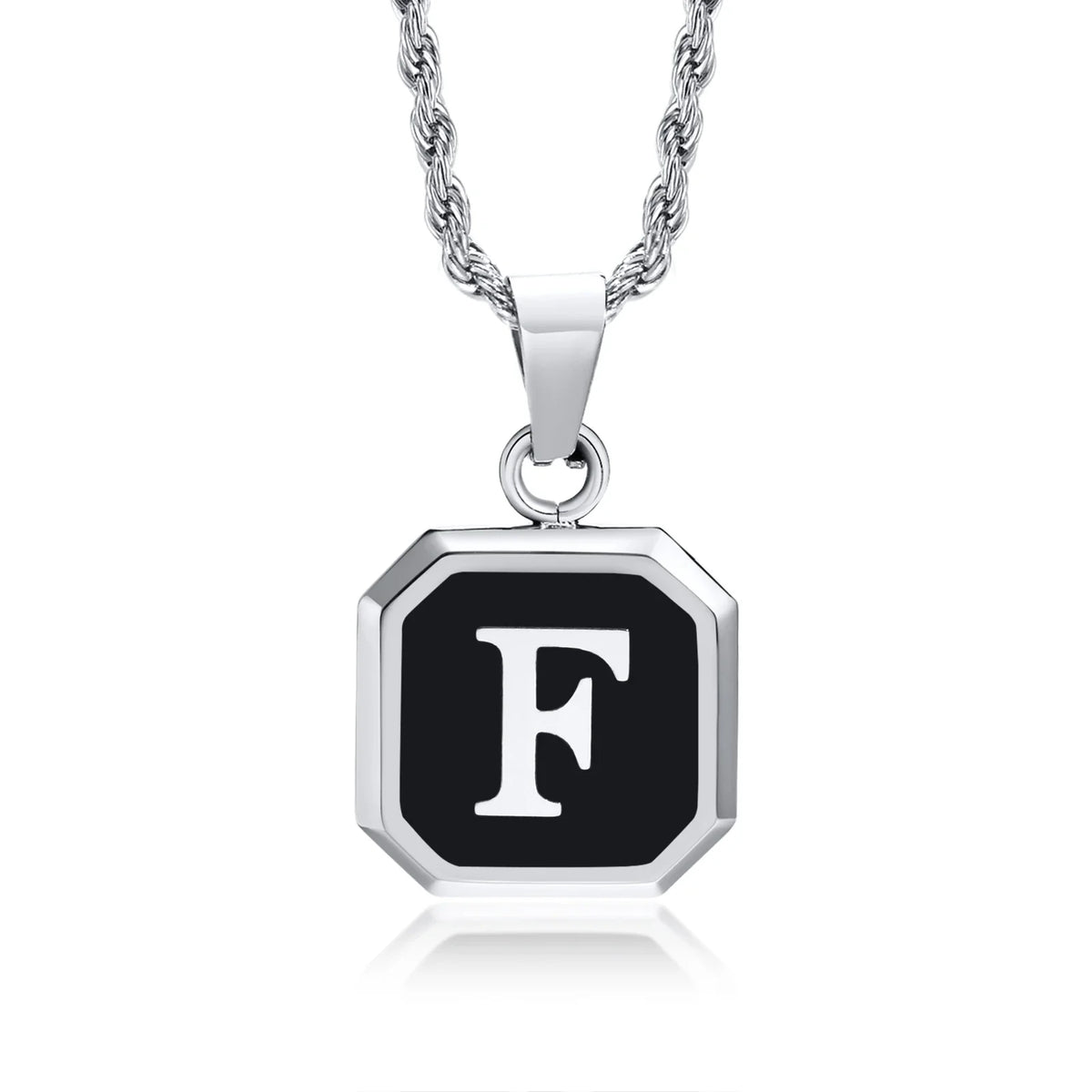 Men's necklace with hexagonal initial pendant f